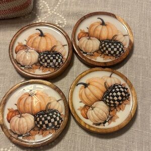 Fall pumpkin wooden coasters set of 4